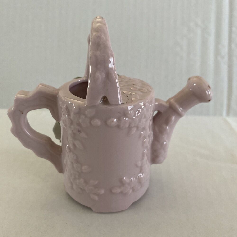 5” China Glass Watering Can, Pink‎ Floral, Miniature Vase, Trinket Bowel - Picture 2 of 6